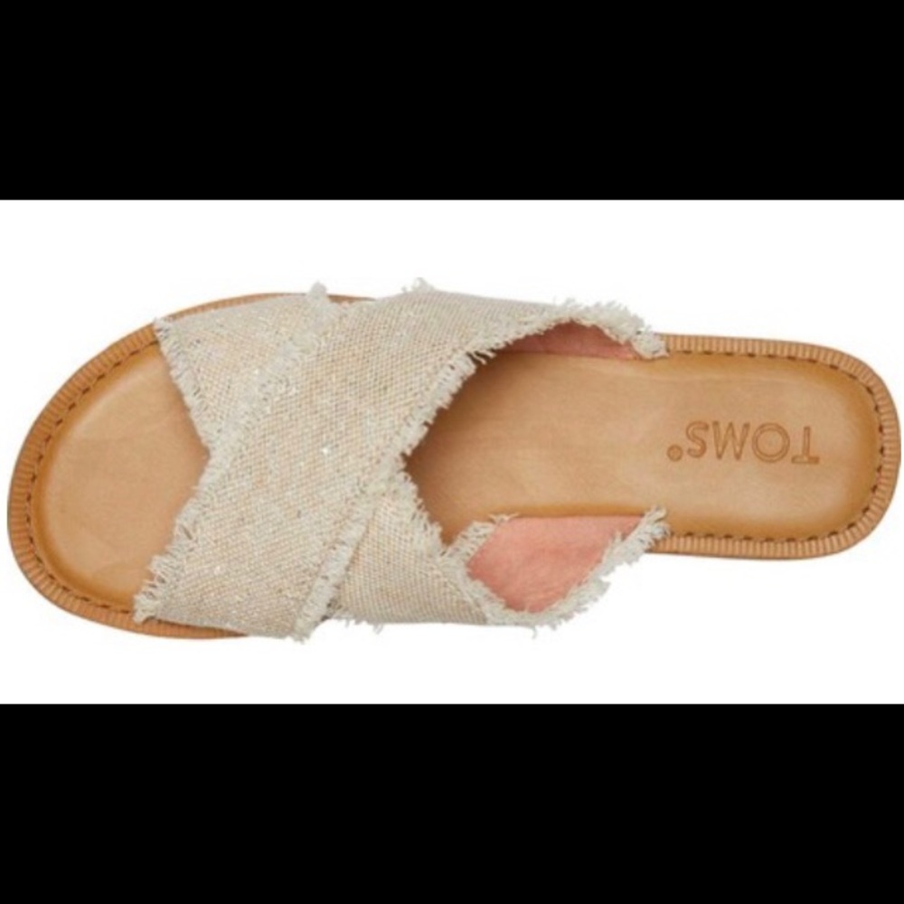 TOMS Viv Natural Metallic Jute slide